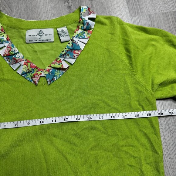 Design Options Philip Jane Gordon Sweater Medium Floral Collar Short Sleeve - Picture 8 of 10